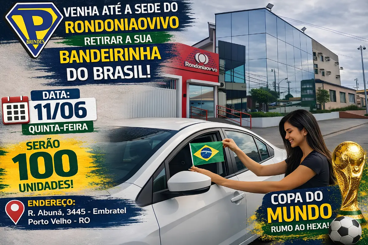 Rondoniavivo distribui bandeirinhas de graça para torcedores entrarem no clima da Copa do Mundo em Porto Velho 