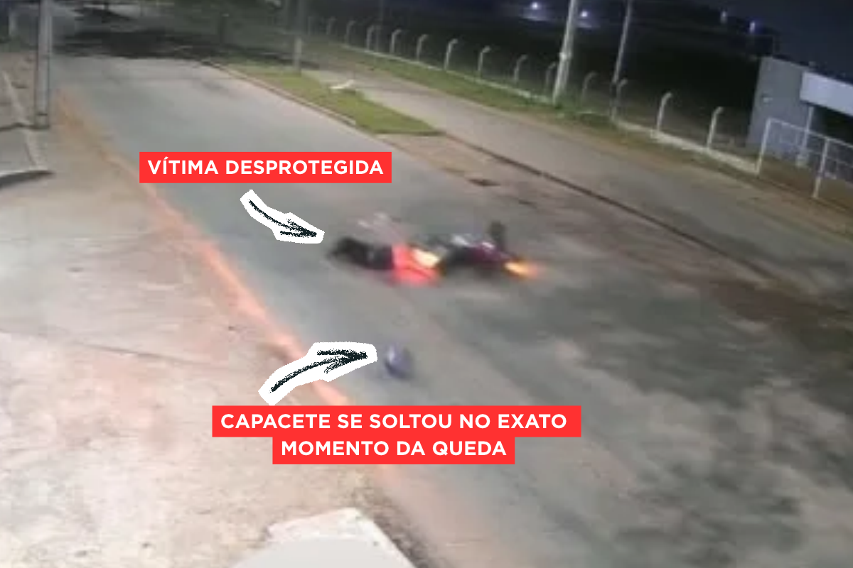 Capacete se solta durante queda fatal de motociclista em Porto Velho e reforça alerta sobre uso correto do equipamento