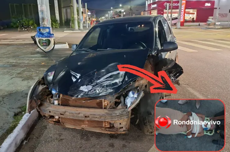 Jovem fica em estado grave após motorista invadir contramão e provocar acidente no Centro