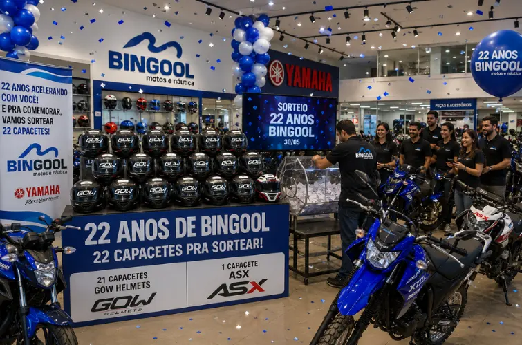 Bingool Motos vai sortear 22 capacetes em comemoração aos 22 anos da empresa em Porto Velho