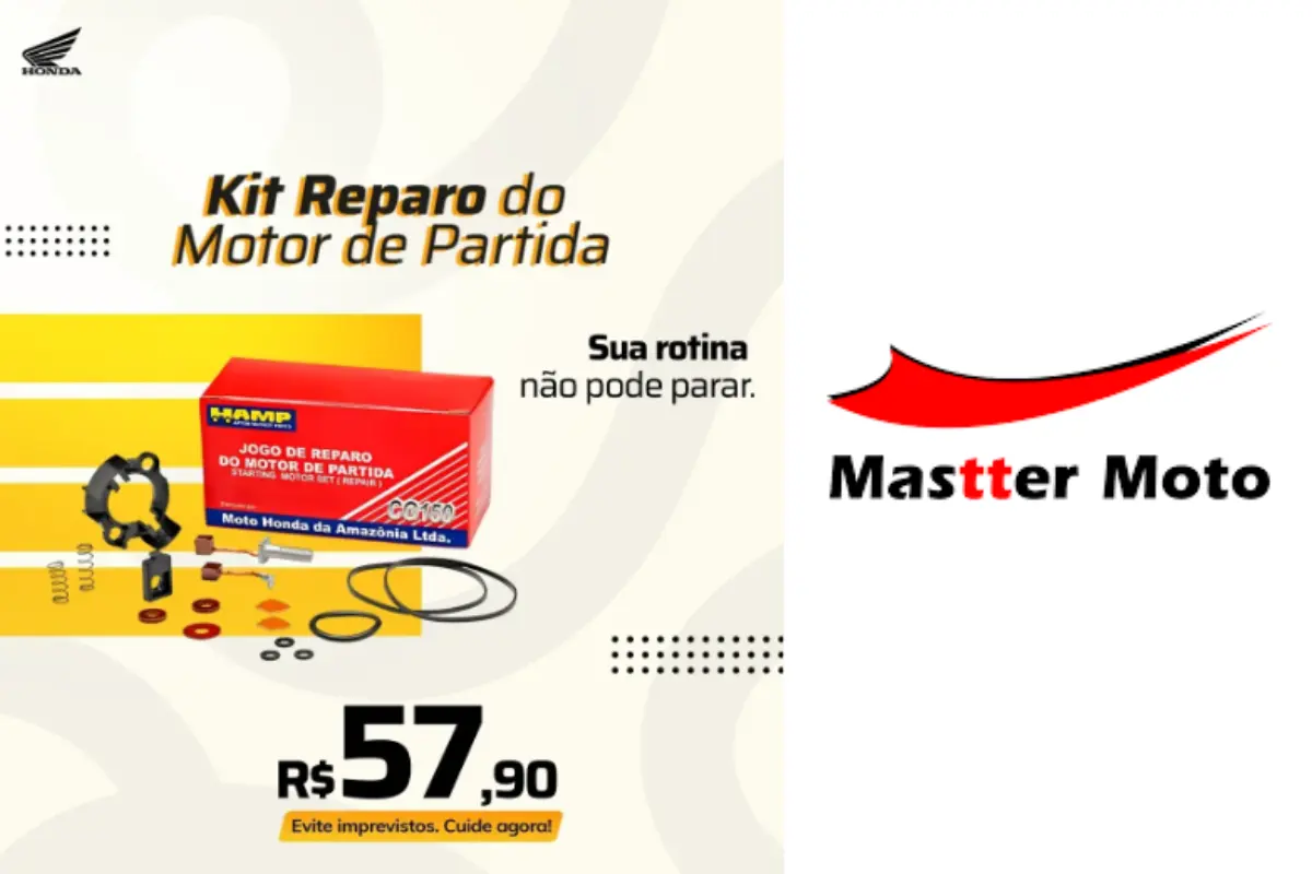 Kit para motor de partida de motos Honda é oferecido por R$ 57,90 em Porto Velho