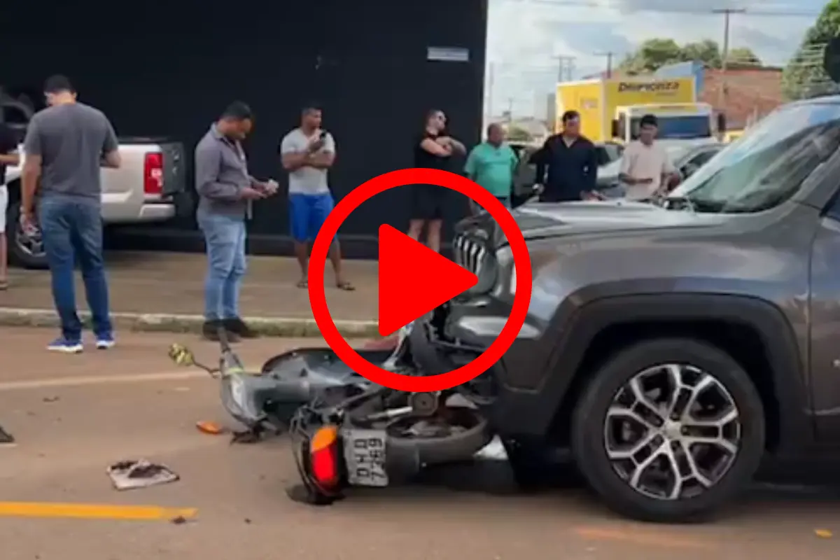 Motociclista fica em estado gravíssimo após avançar preferencial e ser atingido por Jeep em Porto Velho
