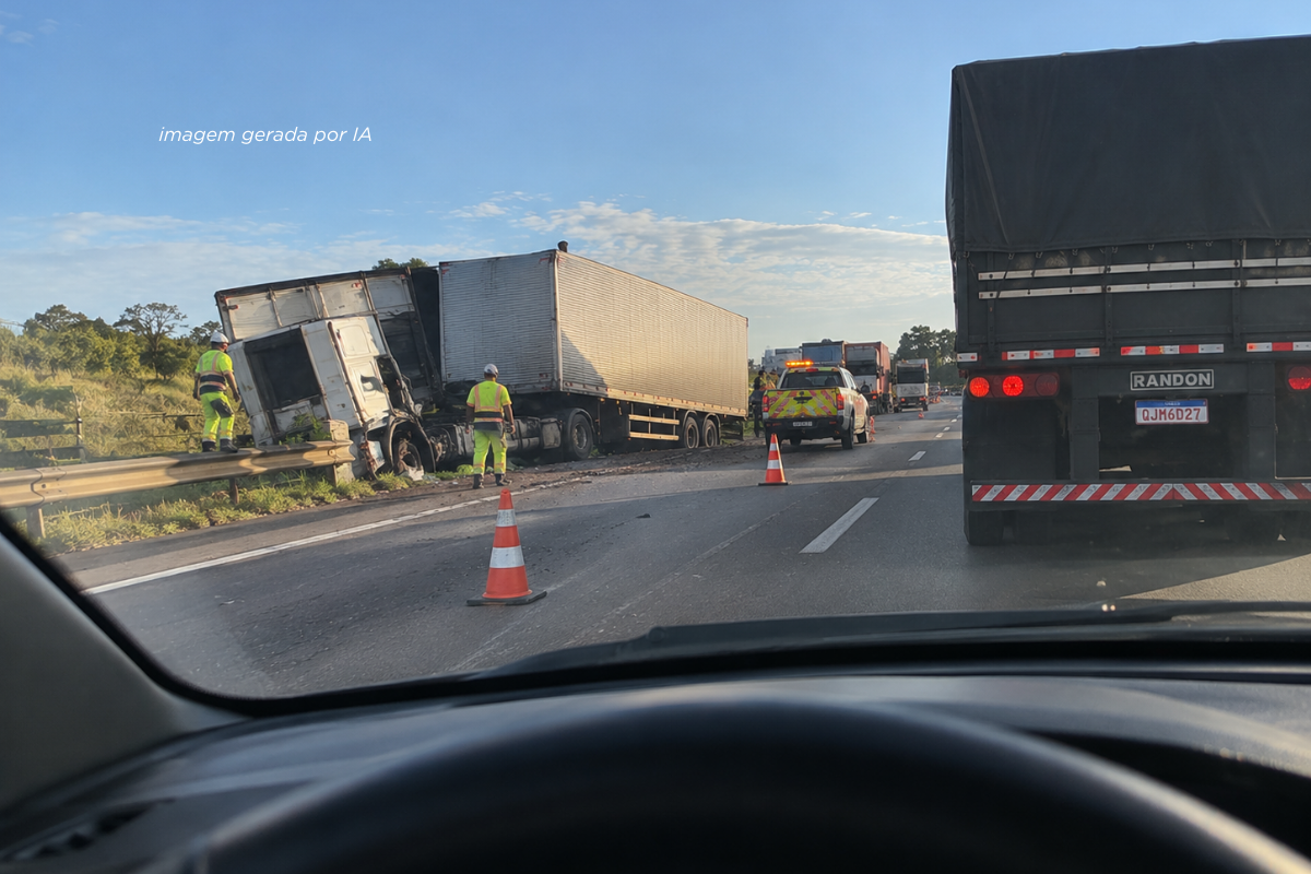 Acidente interrompe pista da BR-364 no Anel Viário de Ji-Paraná