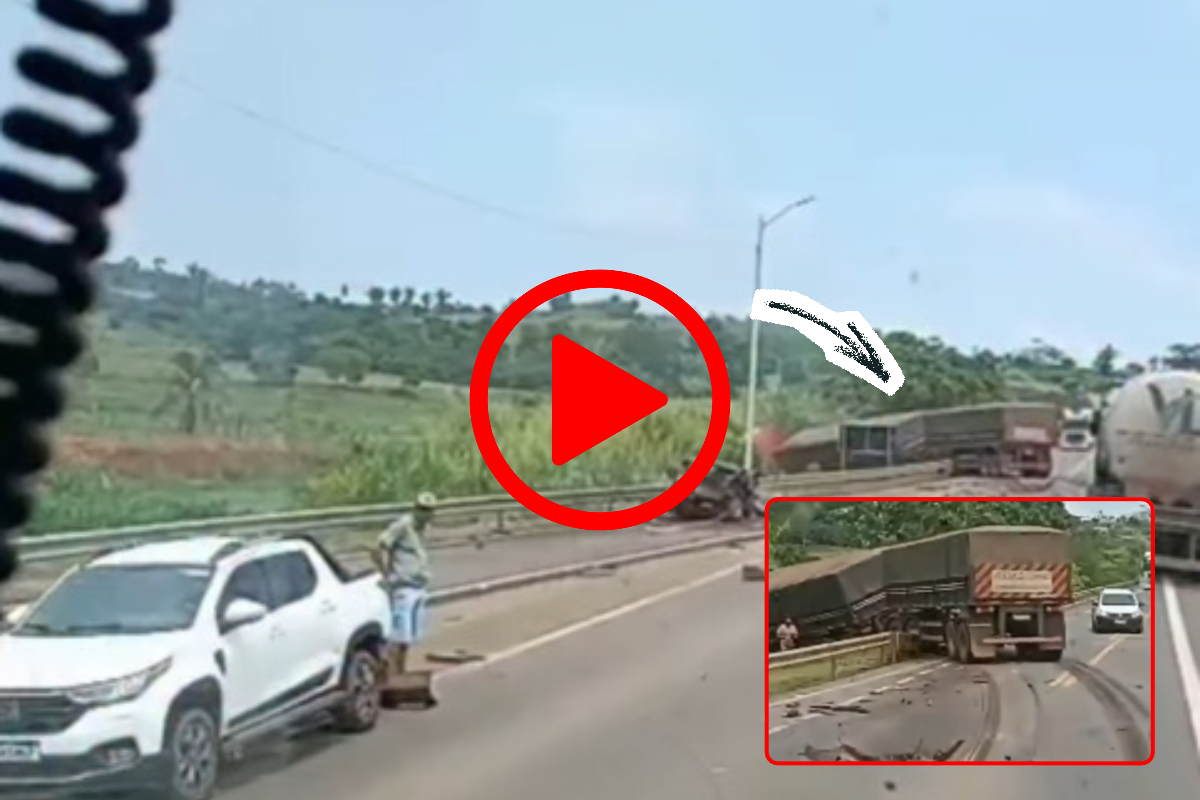 Colisão entre carreta e carro deixa três pessoas gravemente feridas em Ouro Preto do Oeste