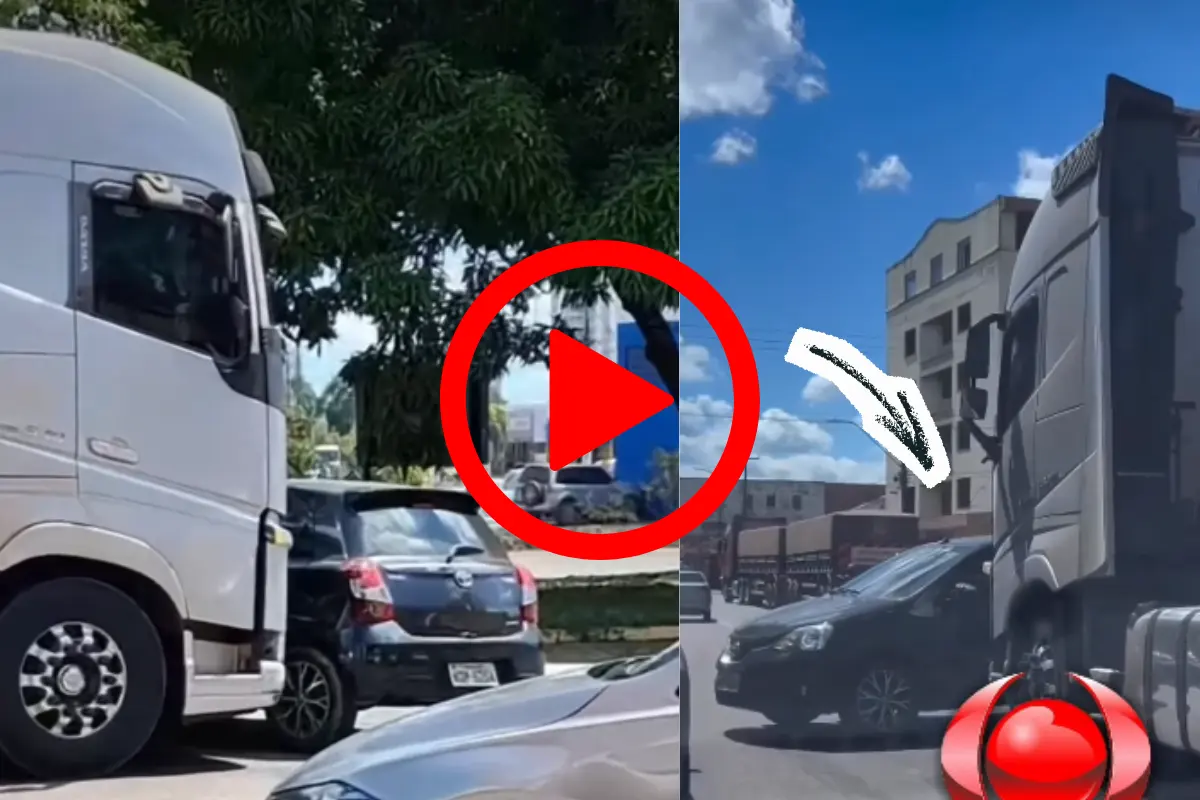 Carreta arrasta carro após colisão na BR-364 com a Avenida Jorge Teixeira em Porto Velho