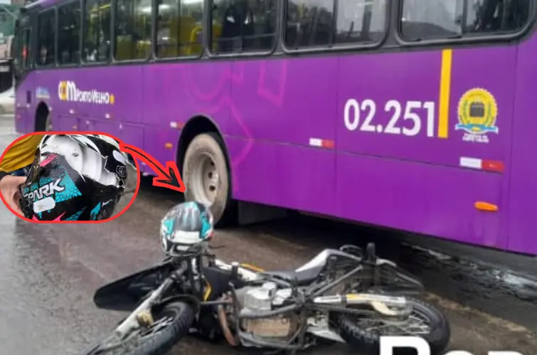 Colisão entre moto e ônibus deixa motociclista gravemente ferido na Jorge Teixeira