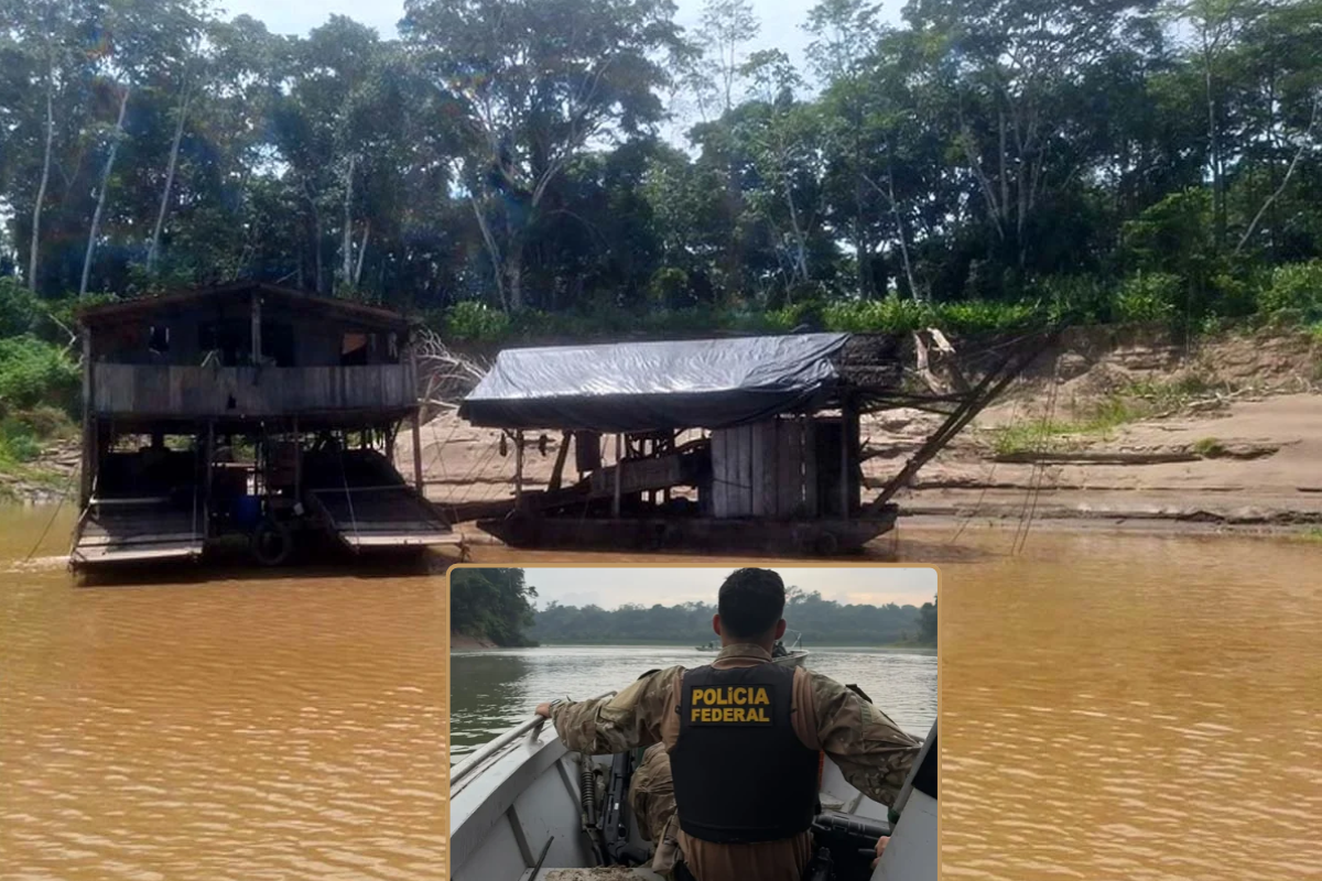 PF inutiliza 72 embarcações e máquinas usadas no garimpo ilegal no Rio Madeira