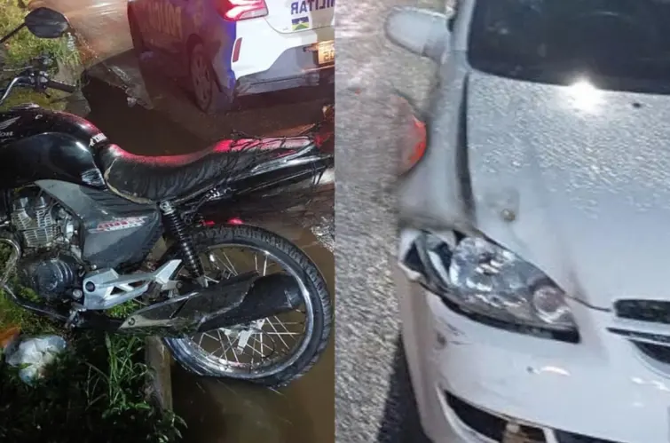 Jovem empina moto, perde controle e causa acidente com bebê e idoso na zona Sul