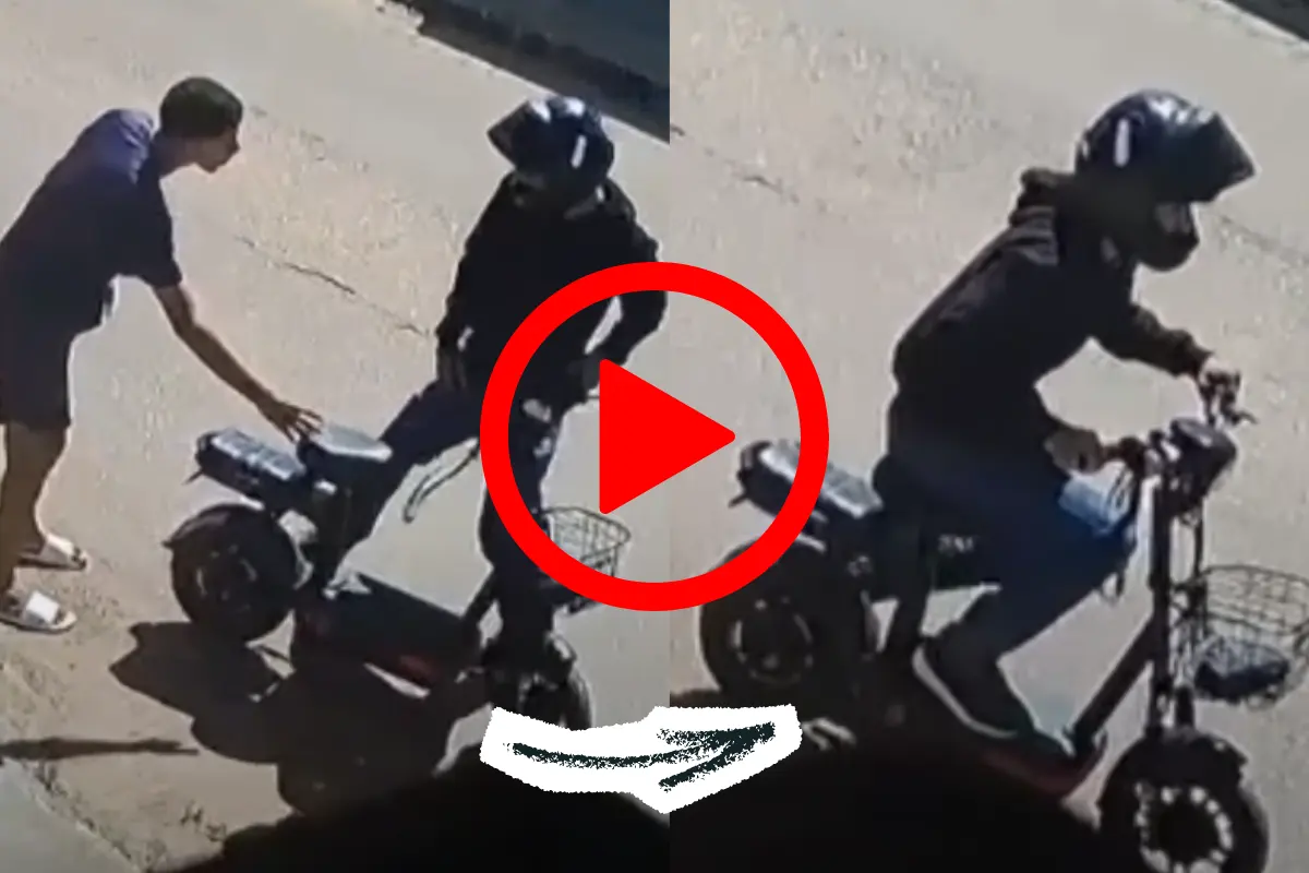 Vídeo mostra criminosos roubando moto elétrica em frente a escola de Porto Velho
