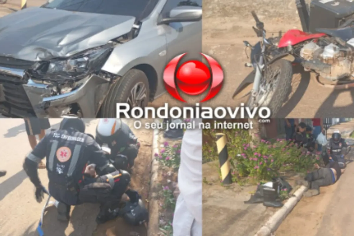 Motociclista fica gravemente ferido após colisão com Chevrolet Onix em Porto Velho