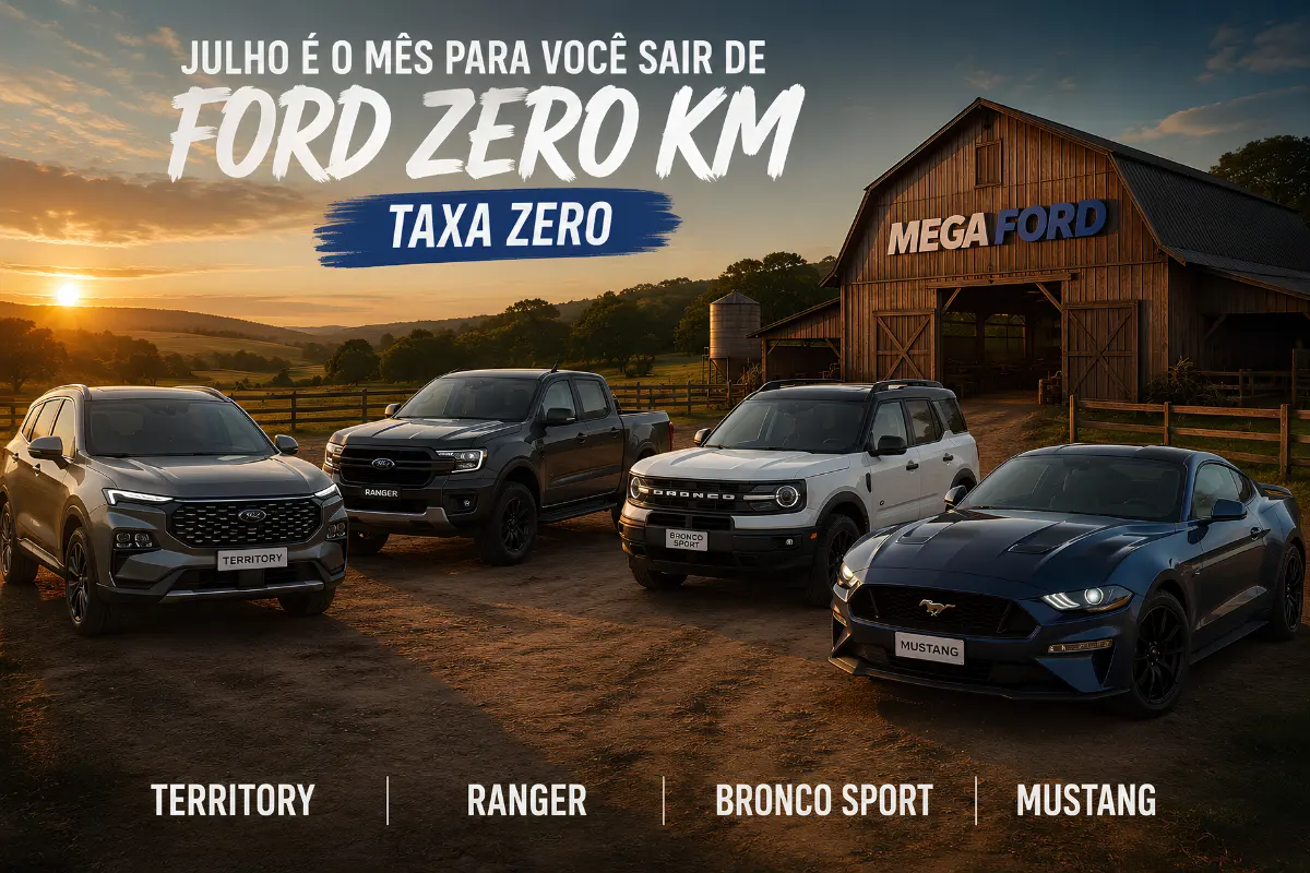 Mega Ford oferece taxa zero para Territory, Ranger, Bronco Sport e Mustang em julho