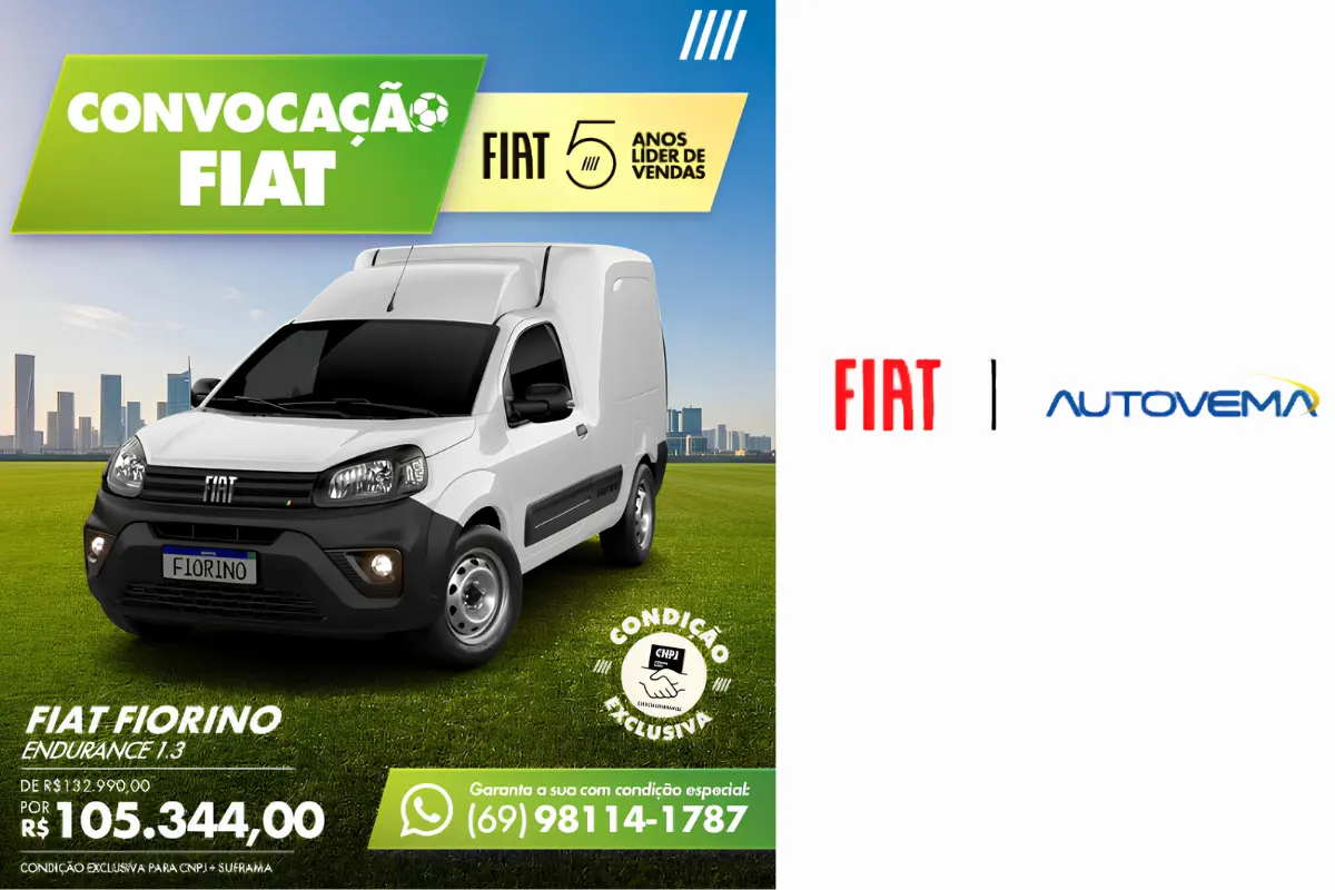 Fiat Fiorino tem condição exclusiva para empresas e produtores rurais na Fiat Autovema, em Porto Velho