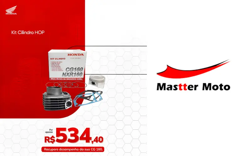 Mastter Moto oferece kit cilindro para Honda CG 160 como solução para recuperar desempenho