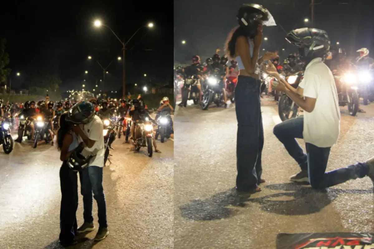 Pedido de casamento surpreende participantes durante encontro de motociclistas em Porto Velho