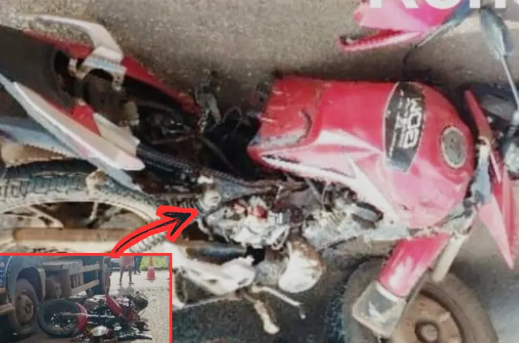 Motociclista sofre fratura na perna em colisão com caminhão caçamba na zona Leste de Porto Velho