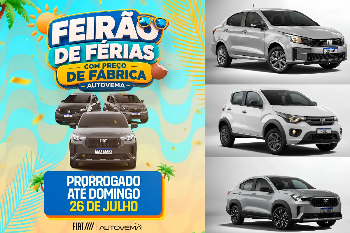 Autovema Fiat prorroga Feirão de Férias com preço de fábrica e condições especiais até domingo
