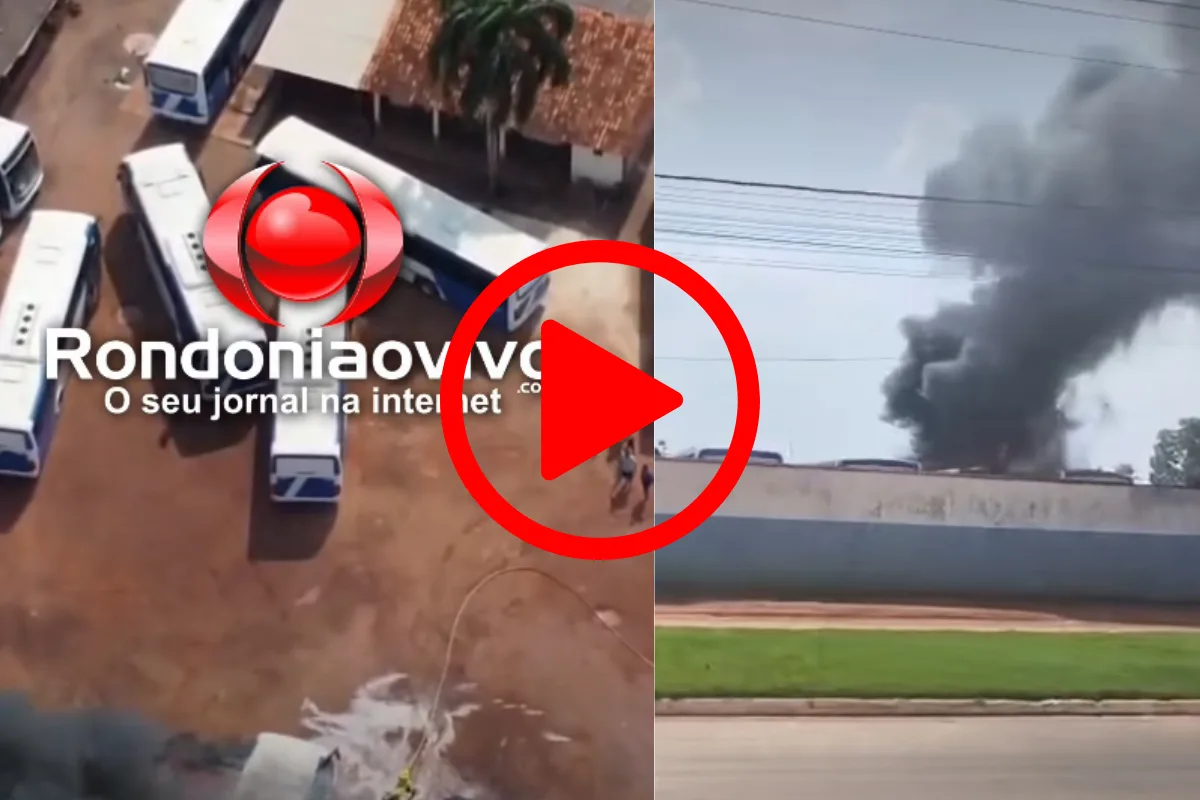 Incêndio atinge garagem do Frigorífico Minerva Foods e destrói ônibus em Rolim de Moura