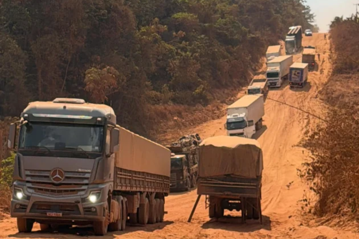 Poeira, caminhões e ônibus disputam espaço em trecho crítico da Transamazônica; Veja imagens 