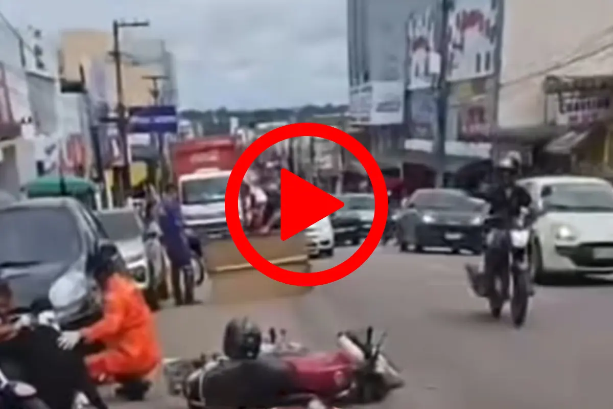 Mulher e motociclista ficam feridos após atropelamento no Centro de Porto Velho