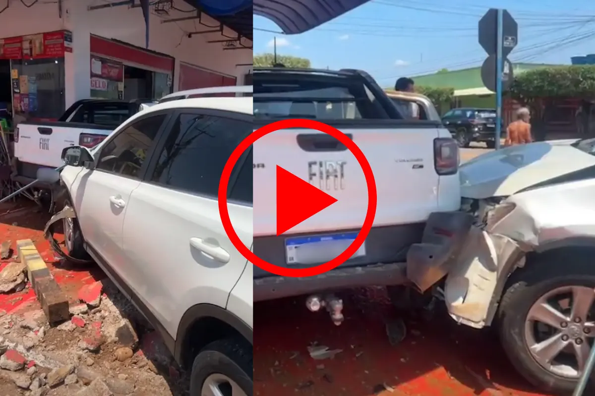 Batida entre RAV4 e Strada deixa idosa ferida e veículo atinge comércio em Porto Velho