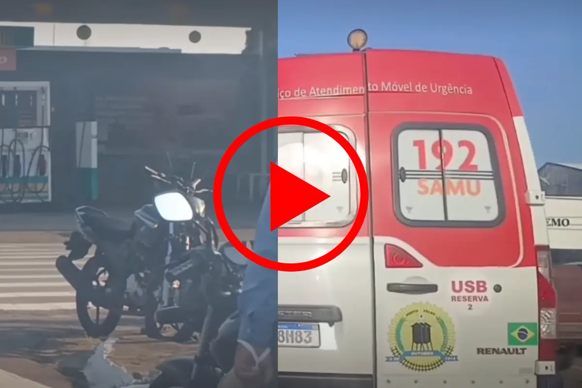 Batida entre carro e motocicleta deixa duas pessoas feridas em Porto Velho
