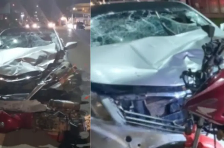 Motorista de Azera foge após causar acidente e deixar casal em estado grave em Porto Velho