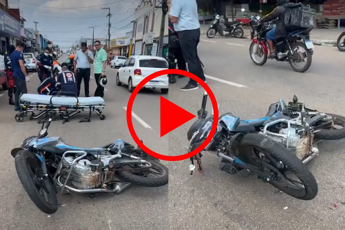 Funcionário de supermercado fica gravemente ferido após colisão na Avenida Amazonas, em Porto Velho