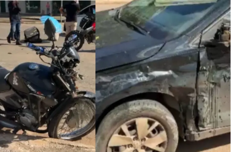 Motociclista de aplicativo fica ferido após colisão em cruzamento na Jorge Teixeira