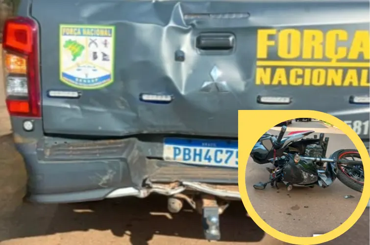 Motociclista colide na traseira de viatura da Força Nacional e fica ferido em Porto Velho