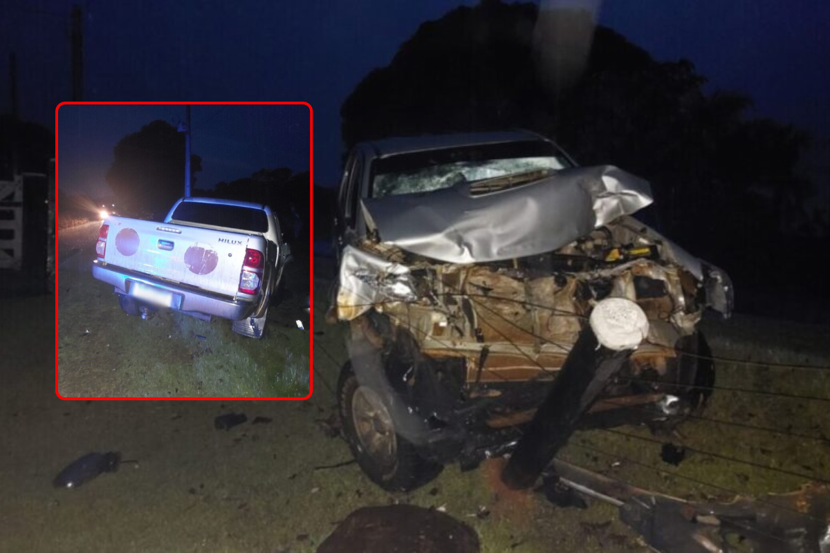 Hilux perde o controle na chuva, bate em Ranger estacionada e atinge cerca em Jaru